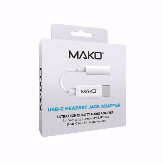 Picture of Mako Mako USB-C to 3.5mm Headphone Jack (Aux) DAC Audio Adapter in White